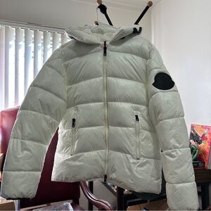Moncler Dubois Down Puffer Jacket White Hooded Goose Down Women’s Size L